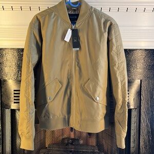 Women’s Tan Bomber Jacket Zip Up Button Pocket Banana Republic Size Medium